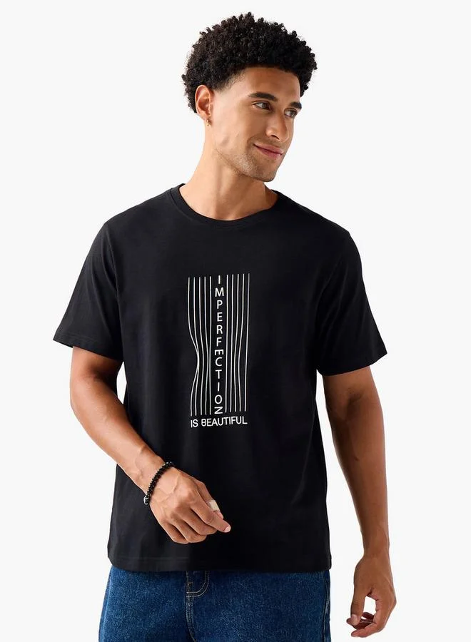 Splash FAV Men Regular Fit Crew Neck Short Sleeves Slogan Print T-shirt