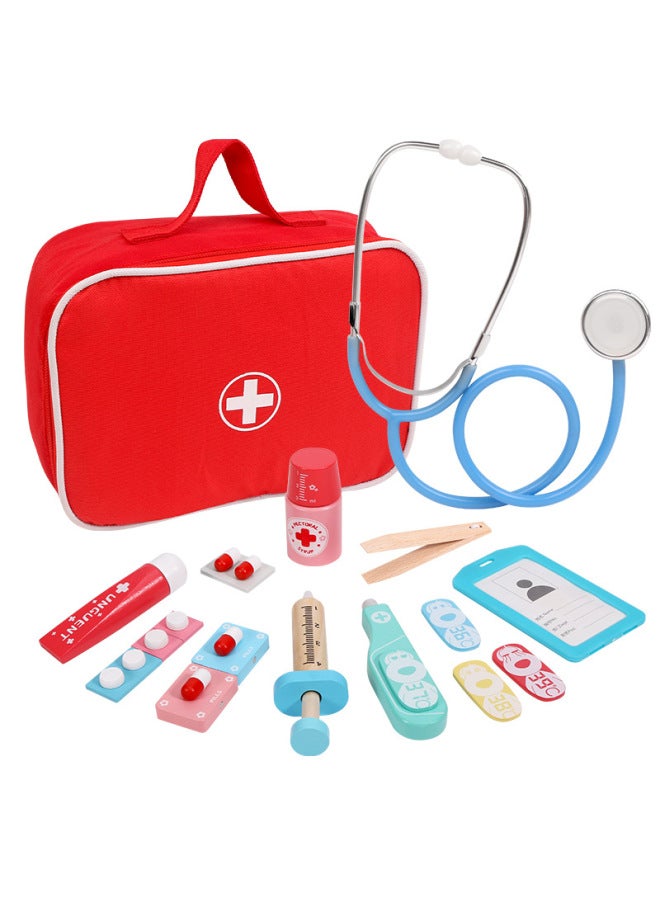 Wooden Baby Children's Medical Tools Play House Simulation Doctor Toy Set Girl Nurse Bag Doctor Toy-Color:Fun Bag A - Image 1