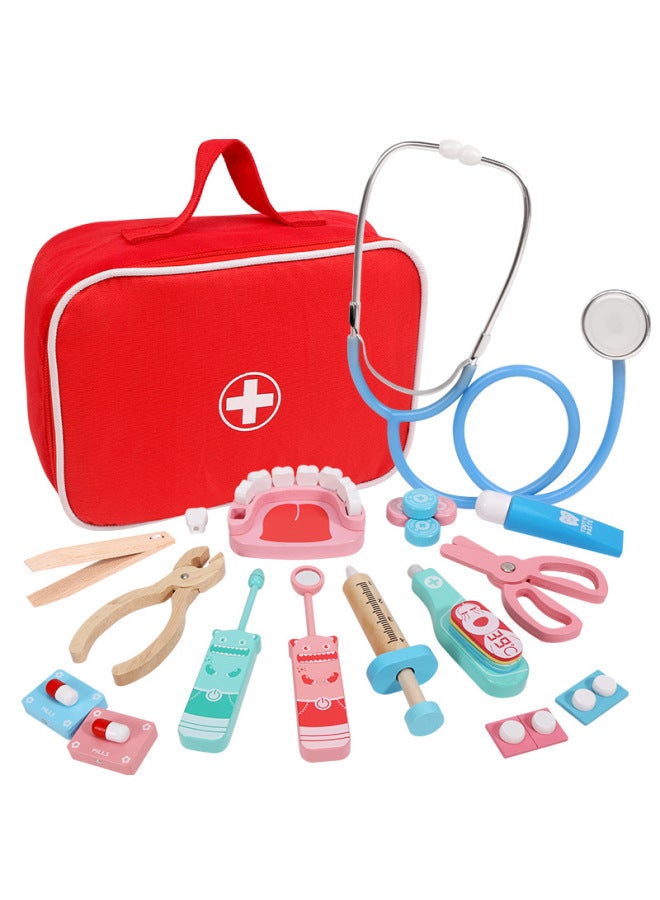 Wooden Baby Children's Medical Tools Play House Simulation Doctor Toy Set Girl Nurse Bag Doctor Toy-Color:Fun Bag A - Image 3