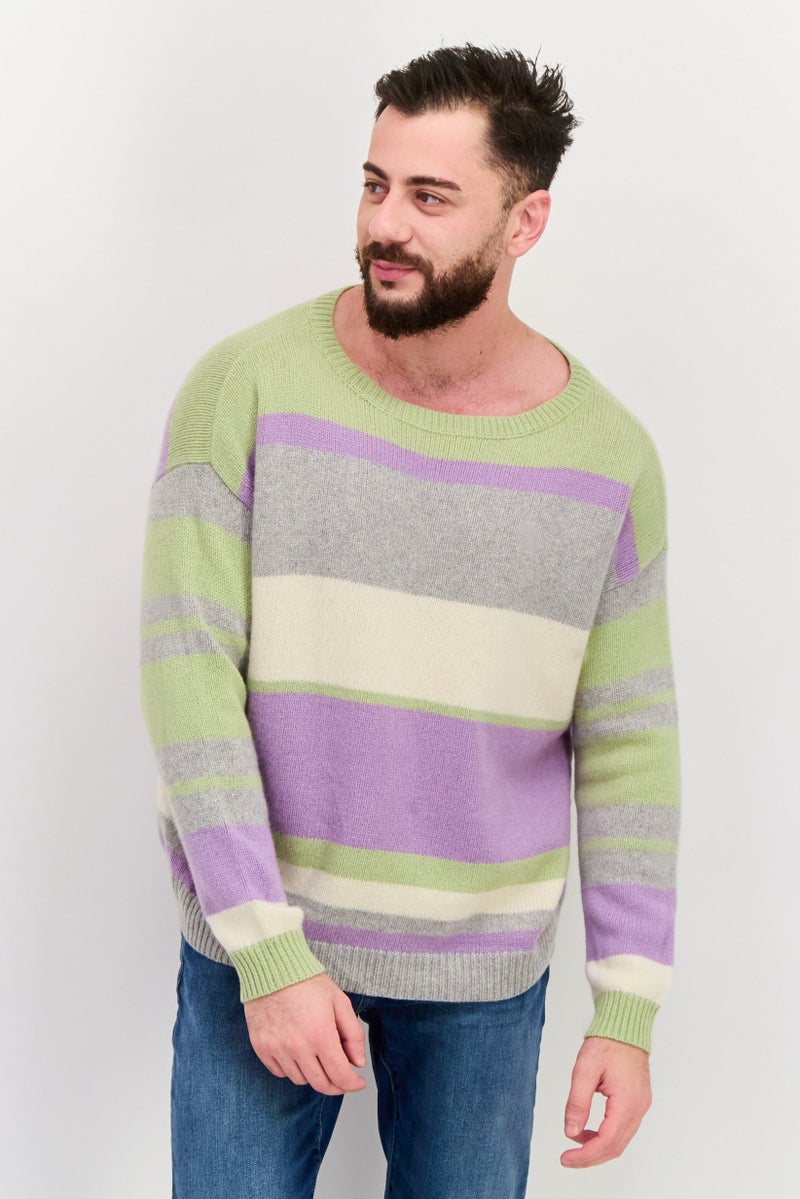 NAH/ Studio Men Round Neck Stripe Sweaters, Multicolor - Image 1