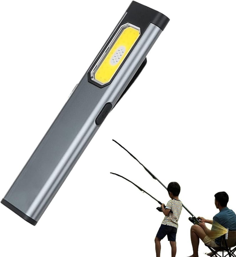 Gray Portable LED Flashlight USB Rechargeable Clip On Light For Hiking Camping Travel Car Emergency - Image 4