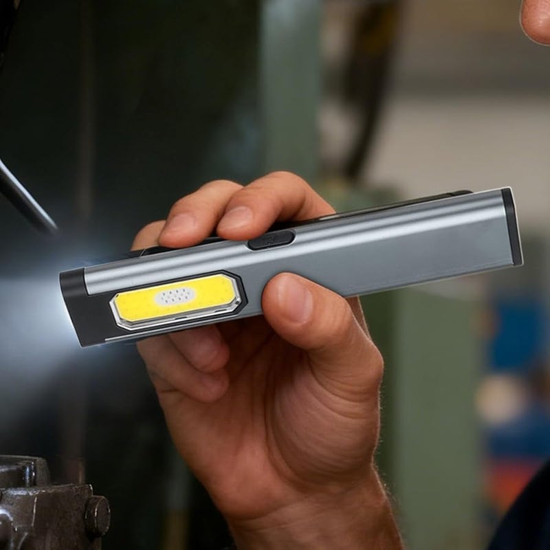 Gray Portable LED Flashlight USB Rechargeable Clip On Light For Hiking Camping Travel Car Emergency - Image 5