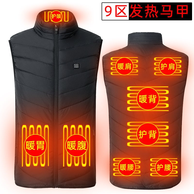 Zone 9 Heating Vest Usb Charging Intelligent Constant Temperature Heating Vest Warm Clothes Men'S And Women'S Electric Cotton Vest - Image 2
