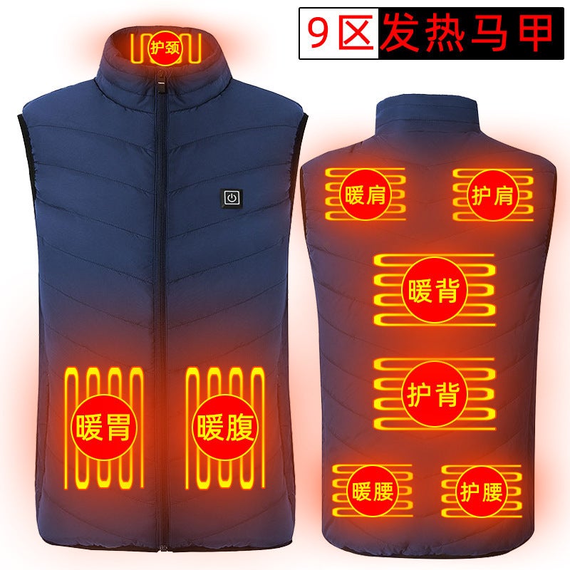 Zone 9 Heating Vest Usb Charging Intelligent Constant Temperature Heating Vest Warm Clothes Men'S And Women'S Electric Cotton Vest - Image 1