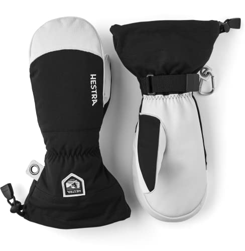 Hestra Unisex Army Leather Heli Ski Mitt Snow Mitten Glove for Skiing Snowboarding for Men Women Black 10