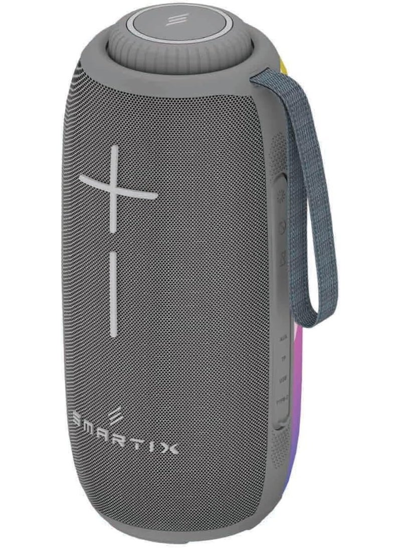 Smartix SoundPod Up Portable Bluetooth Speaker, IPX5 Water Resistant, 10 Meters Transmission, Bluetooth V5.3, Dual Pairing, RGB Light, Support SD Card, AUX, FM Radio (Tower RGB, Grey) - Image 3