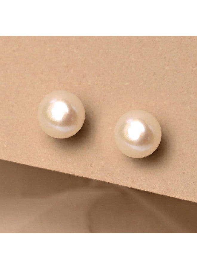 CLARA أقراط كلارا 925 فضة استرلينية نقية حقيقية لؤلؤة بيضاء 7 مم | هدية للنساء والفتيات | مطلية بالروديوم - Image 2
