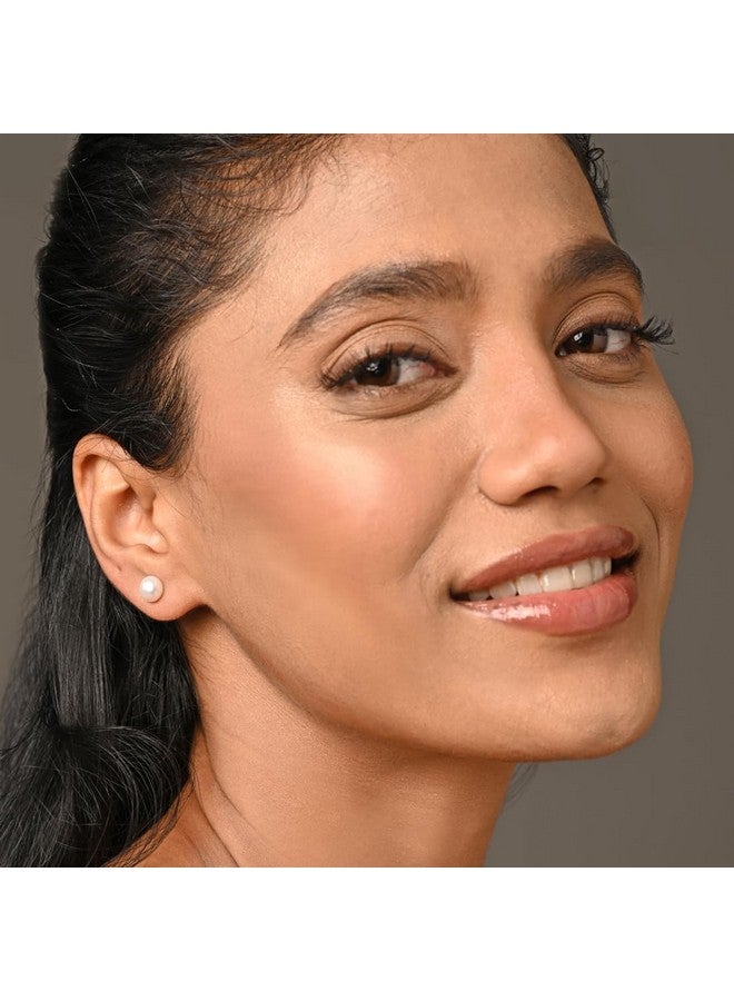 CLARA أقراط كلارا 925 فضة استرلينية نقية حقيقية لؤلؤة بيضاء 7 مم | هدية للنساء والفتيات | مطلية بالروديوم - Image 4