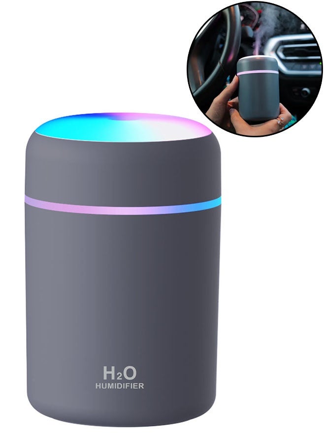 Luminous LED Electric Steam Diffuser, Mini USB Air Humidifier, Ultrasonic Purifier, Aroma Diffuser Steam and Mist Maker for Desk, Bedroom, Office and Travel, Grey - Image 1