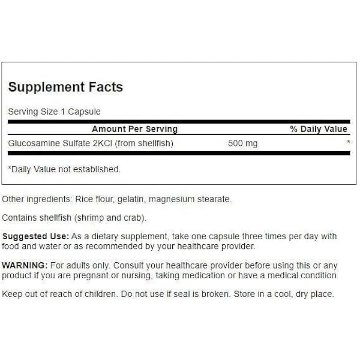 Swanson Glucosamine Sulfate 2Kcl 500 Milligrams 400 Capsules - Image 2