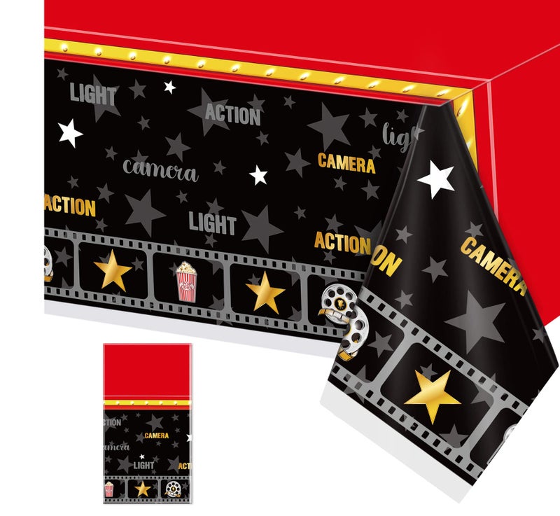 غطاء طاولة فيلم ليلة واحدة زينة حفلات أغطية طاولات بلاستيكية غطاء طاولة سينما لموضوع السجادة الحمراء لوازم حفلات عيد الميلاد 51 × 87 بوصة