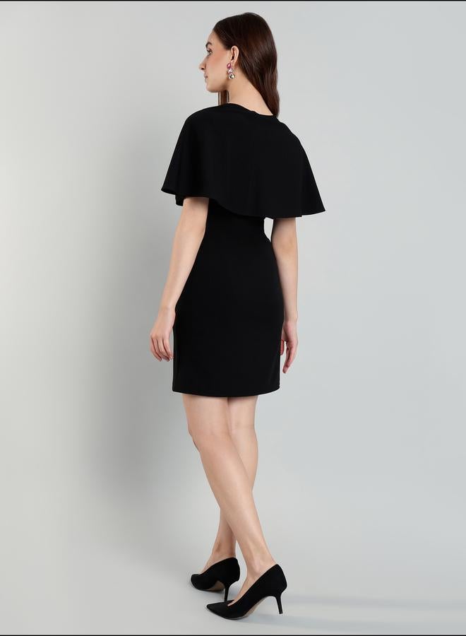 ميش فستان قصير ميني بأكمام كاب مطوي من ميش سوليد - Image 5