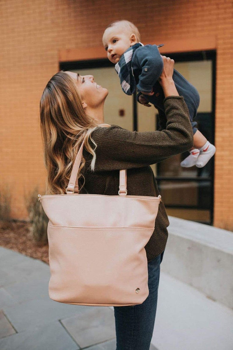 Little Unicorn Citywalk Tote â€“ Diaper, Work, Travel Bag with Changing Pad - Premium Vegan Leather â€“ 6 Interior Pockets â€“ Wipes Clean Inside & Out (Blush) - Image 2