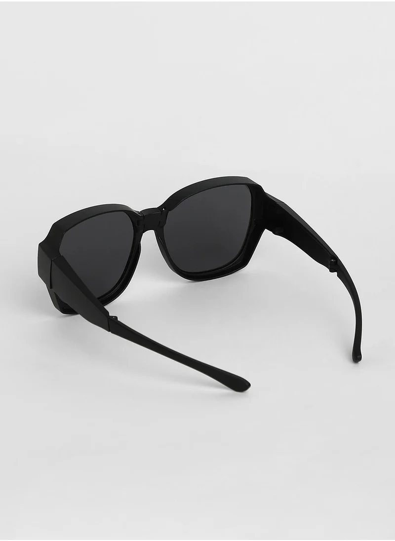 Haute Sauce Foldable Oversized Sunglasses - Black