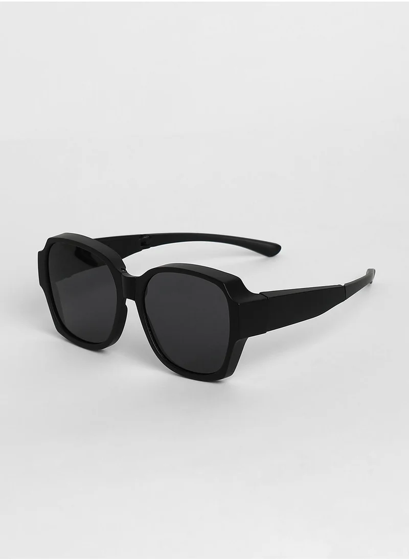 Haute Sauce Foldable Oversized Sunglasses - Black