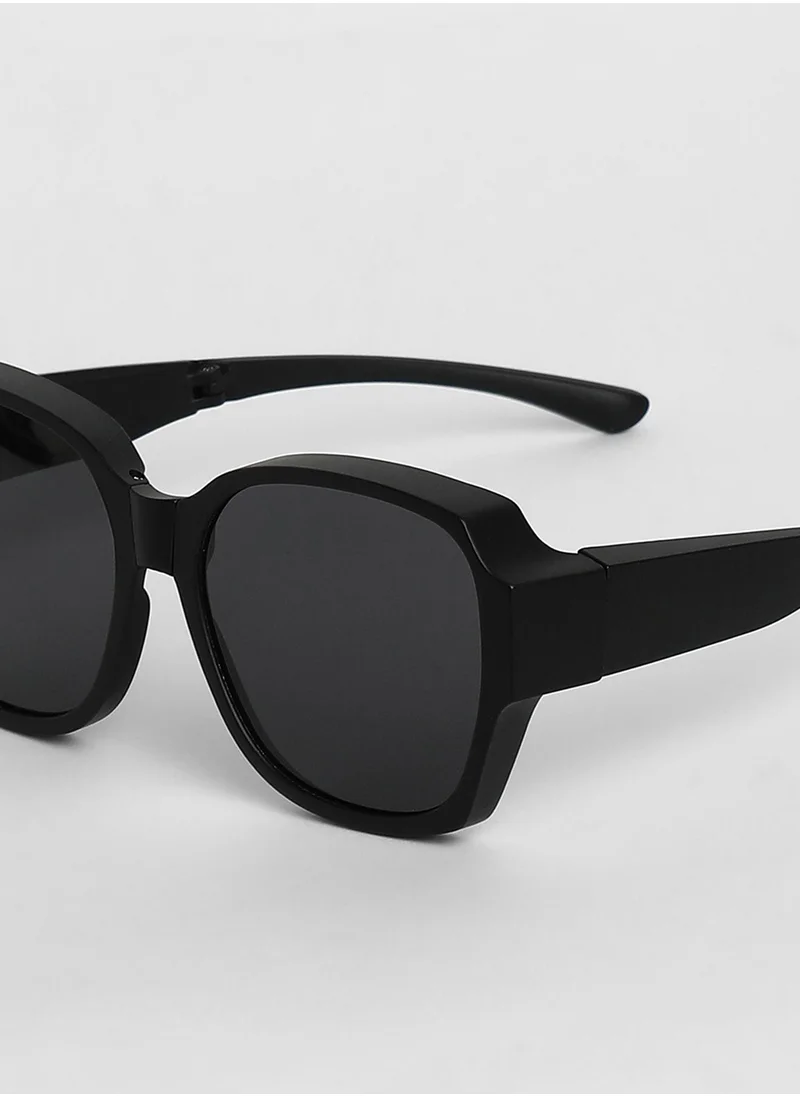 Haute Sauce Foldable Oversized Sunglasses - Black