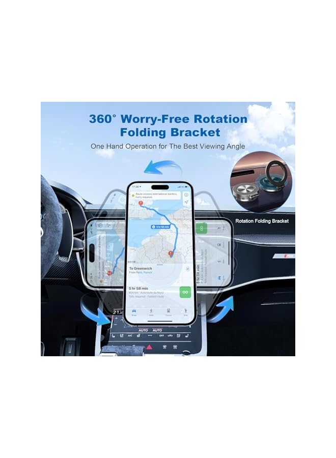 Green Tiger Magnetic Vacuum Suction Car Phone Holder Mount C1, 360° Rotating Strong Suction for Car Kitchen Mirror Gym Bath Shower & All Smooth Surface, Compatible with iPhone & Android (Black) - Image 2