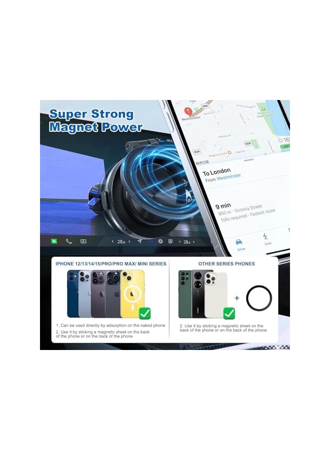 Green Tiger Magnetic Vacuum Suction Car Phone Holder Mount C1, 360° Rotating Strong Suction for Car Kitchen Mirror Gym Bath Shower & All Smooth Surface, Compatible with iPhone & Android (Black) - Image 3