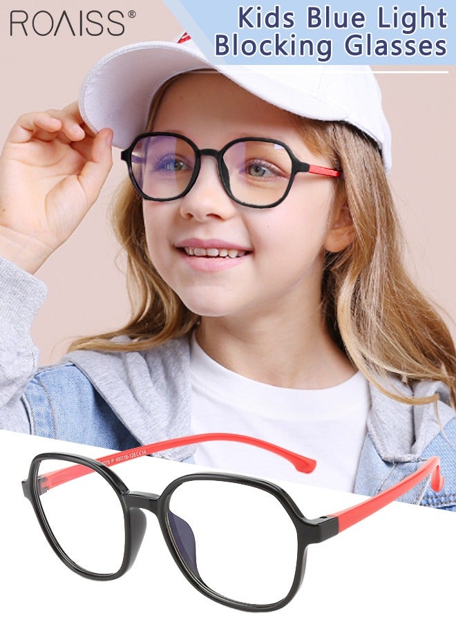 roaiss Kids Blue Light Blocking Glasses, Anti Eyestrain Computer Glasses, Gaming Eyewear UV400 Protection with Light Weight TR90 Frame for Boys Girls and Children Age 3-12, Black and Red  - Image 1