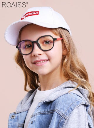 نظارة حجب الضوء الأزرق للأطفال، نظارات كمبيوتر مضادة لإجهاد العين، نظارات ألعاب بحماية من الأشعة فوق البنفسجية 400 بإطار TR90 خفيف الوزن للأولاد والبنات والأطفال من سن 3 إلى 12 عامًا، أسود وأحمر - view 2