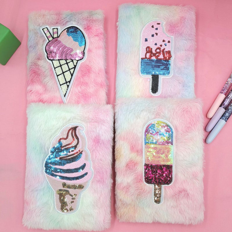 Cartoon Ice Cream Sequin Notebook Kidsren'S Handmade Diy Notebook Creative Colorful Notepad Handbook - Image 2