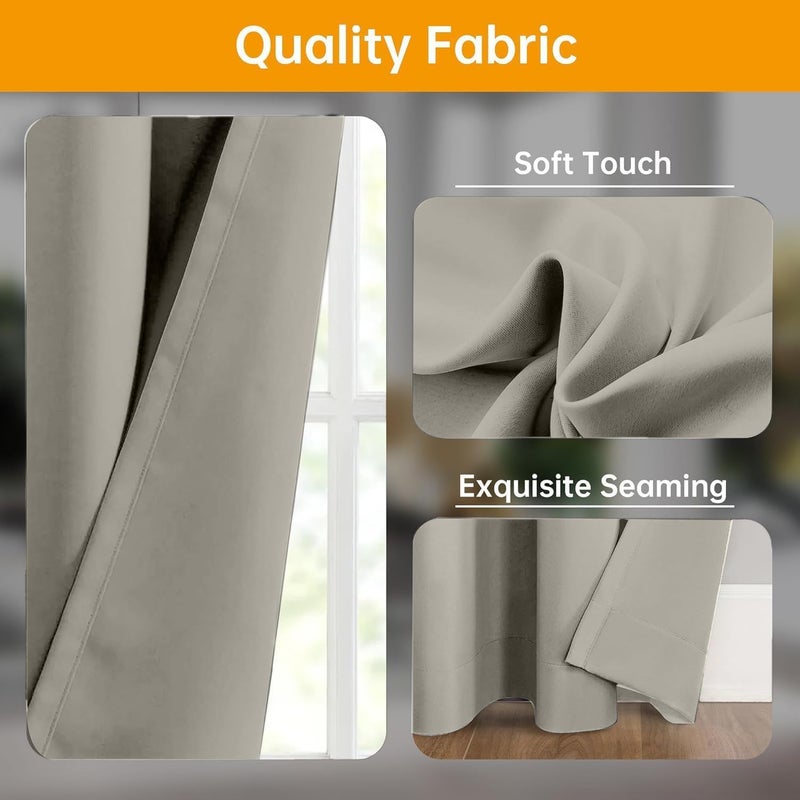 hoeflife Room Divider Curtains Flexible Ceiling Tracks set Curtain track Ceiling Mount Blackout Curtain for Living Room Bedroom Ceiling Curtain Rod Privacy Dividers Panel W100xH84 Light Grey Drape&Black rail - Image 3