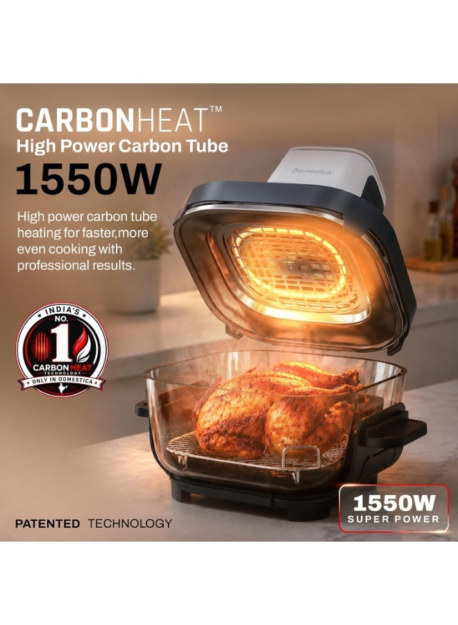 Domestica Lumera 5 in 1 Portable Glass Air Fryer Oven with CarbonHeat™ Pro | 1550W Lumi Glass Air Fryer with 4L+1.5L Glass Containers with Storage Lids | BaseGuard™ | 5 in 1 Grill, Airfry, Bake, Roast, Reheat | 100% Toxin Free - No PFAS, PTFE, PFOA - Image 3