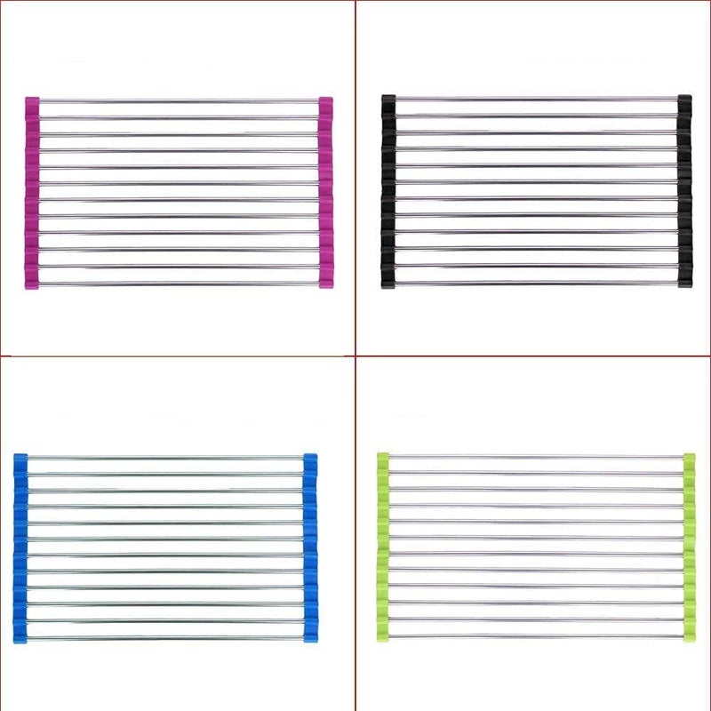 PRABODH Stainless Steel Role up Kitchen Sink Fruit and Vegetable Drying Drain RackFolding Sink Drying Rack Pack of 1 - Image 3