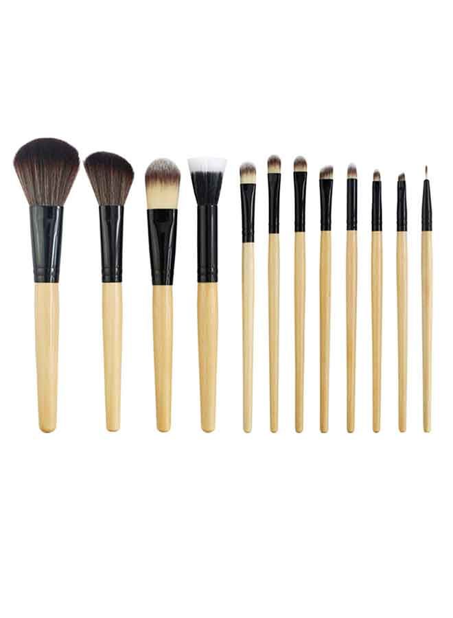 NIBEMINENT 12-Piece Makeup Brush Set With Leopard Bag Beige/Black/Brown  - Image 2