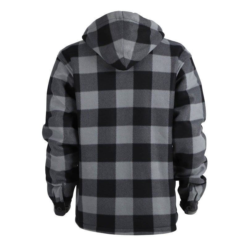 Facitisu Men's Winter Zip Up Hoodie Sherpa Fleece Sweatshirt Warm Thick heavyweight Coats Grey 3XL - Image 3