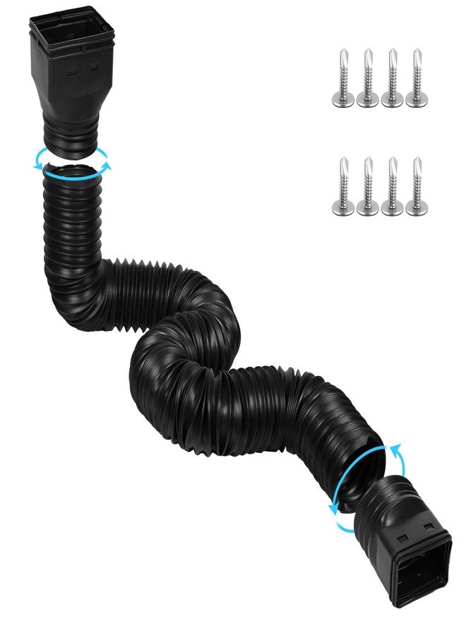 plusgutter 11.3ft Gutter Downspout Extensions, Flexible Drain Downspout Extender, Down Spout Drain Extender, Gutter Connector Rain Water Drainage, Extendable from 2.6ft to 11.3ft (Black) - Image 1