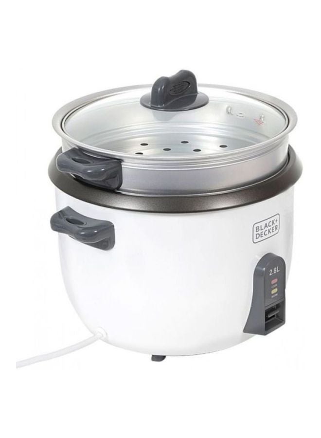 BLACK+DECKER Rice Cooker, Nonstick Removable Bowl, Steaming Tray, Auto-Warm Function, Glass Lid, Cool-Touch Handles, Water Level Indicator, Easy Operation, 2.8 L 1100 W RC2850-B5 White - Image 3
