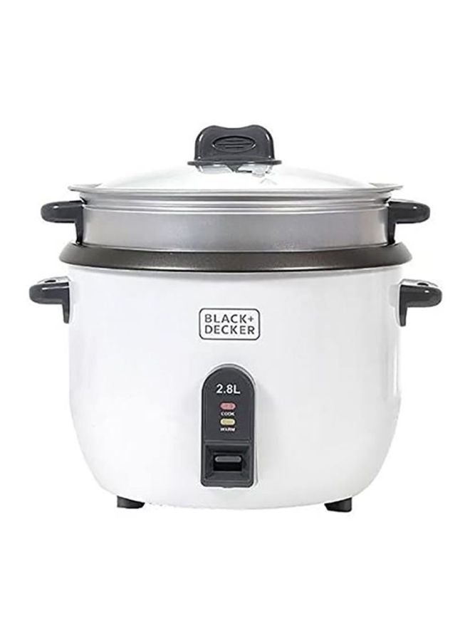 BLACK+DECKER Rice Cooker, Nonstick Removable Bowl, Steaming Tray, Auto-Warm Function, Glass Lid, Cool-Touch Handles, Water Level Indicator, Easy Operation, 2.8 L 1100 W RC2850-B5 White - Image 1