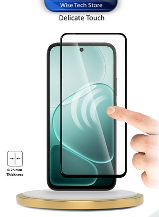 واقي شاشة زجاجي مقوّى كامل الغطاء بكامل الغراء لسلسلة Oppo A6x 5G 2025 Premium E2E (MSGECN) - شفاف/أسود - view 4