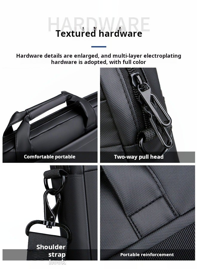 AVHUGOO Waterproof Laptop Bag 15.6 Inch - Large Capacity Minimalist Messenger Shoulder Bag & Tote, Business Travel Briefcase with Built-in Sleeve Compartment for MacBook, Notebook, Office Work Essentials (Black)  - Image 4