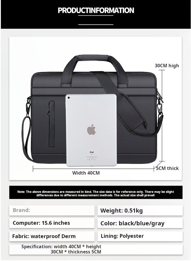 AVHUGOO Waterproof Laptop Bag 15.6 Inch - Large Capacity Minimalist Messenger Shoulder Bag & Tote, Business Travel Briefcase with Built-in Sleeve Compartment for MacBook, Notebook, Office Work Essentials (Black)  - Image 5