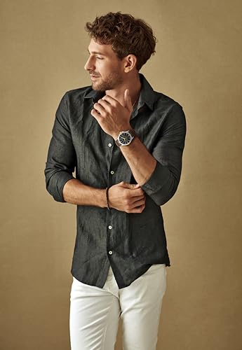 Geoffrey Beene Men's Silver Decorative Subdials Vegan Leather Dress Watch, Genuine Diamond Accent Dial, Classic Quartz, Date, Elegant Design (Brown) - Image 4