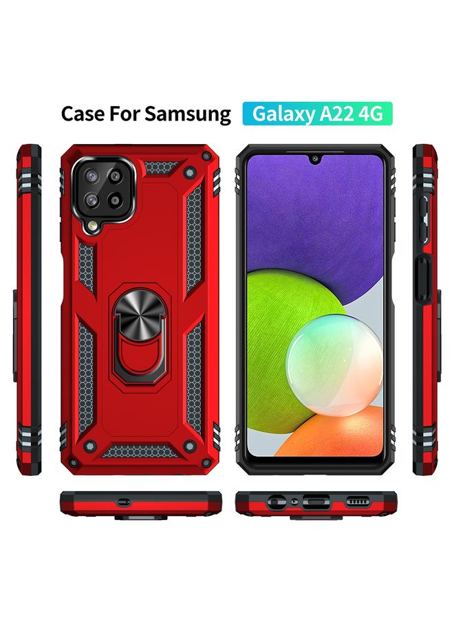 اس-توب جراب لهاتف Samsung Galaxy A22 4G مقاوم للصدمات مصنوع من مادة TPU + PC مع حامل دوار 360 درجة - Image 2