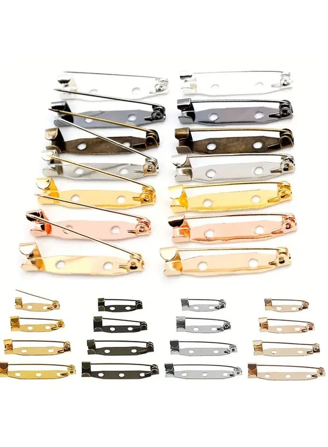Gun Black 40mm Safety Pins with Holes 50pcs Pack Handmade DIY Brooch Accessories - Image 1
