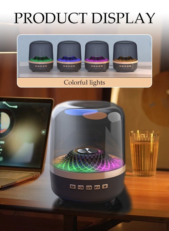 DUNISO Mini Portable Bluetooth Speaker Rechargeable Wireless Speaker with 7 Diamond-Effect Lighting Themes Superior Sound Performance Bluetooth Home Speaker for Travel, Sport, Party, Biking - Image 2