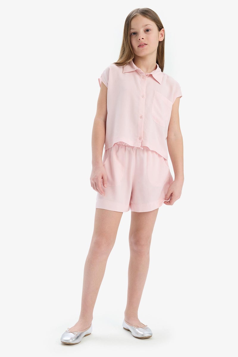 DeFacto Pink Girl Girl Elastic Waist Viscose Shorts Casual - Image 1