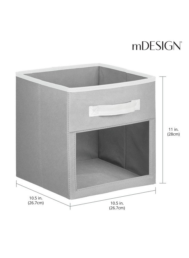 mDesign Fabric Nursery/Playroom Closet Storage Organizer Bin Box with Front Handle/Window for Cube Furniture Shelving Units, Hold Toys, Clothes, Diapers, Bibs, Jane Collection, 6 Pack - Gray/White - Image 4