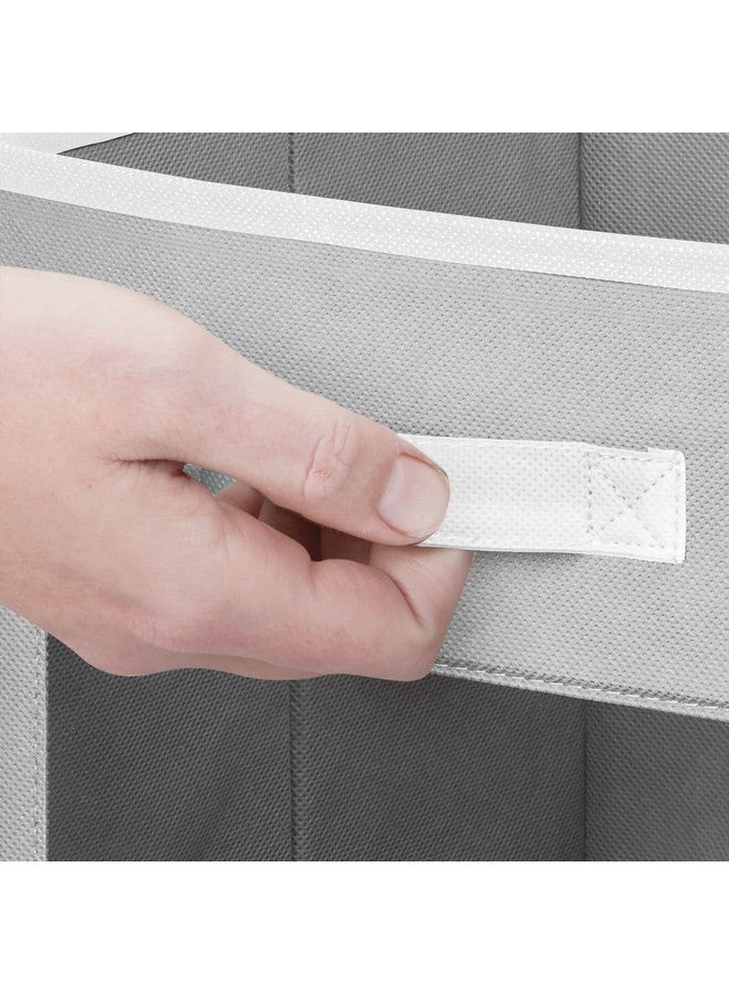 mDesign Fabric Nursery/Playroom Closet Storage Organizer Bin Box with Front Handle/Window for Cube Furniture Shelving Units, Hold Toys, Clothes, Diapers, Bibs, Jane Collection, 6 Pack - Gray/White - Image 5