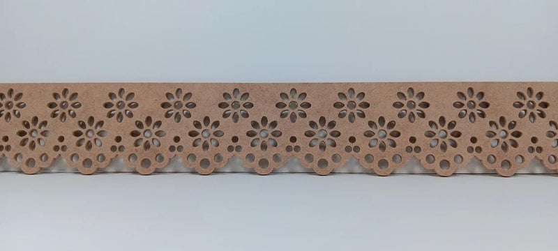 Haoser 2 Pcs MDF Scallop Trim Molding – Eyes Pattern Design, 56x6 CM Each – Unfinished Wood Border for DIY Wall Art, Furniture, Decor, Craft Projects – MDF Trim for Home Makeover and Upcycling (Design-19) - Image 1