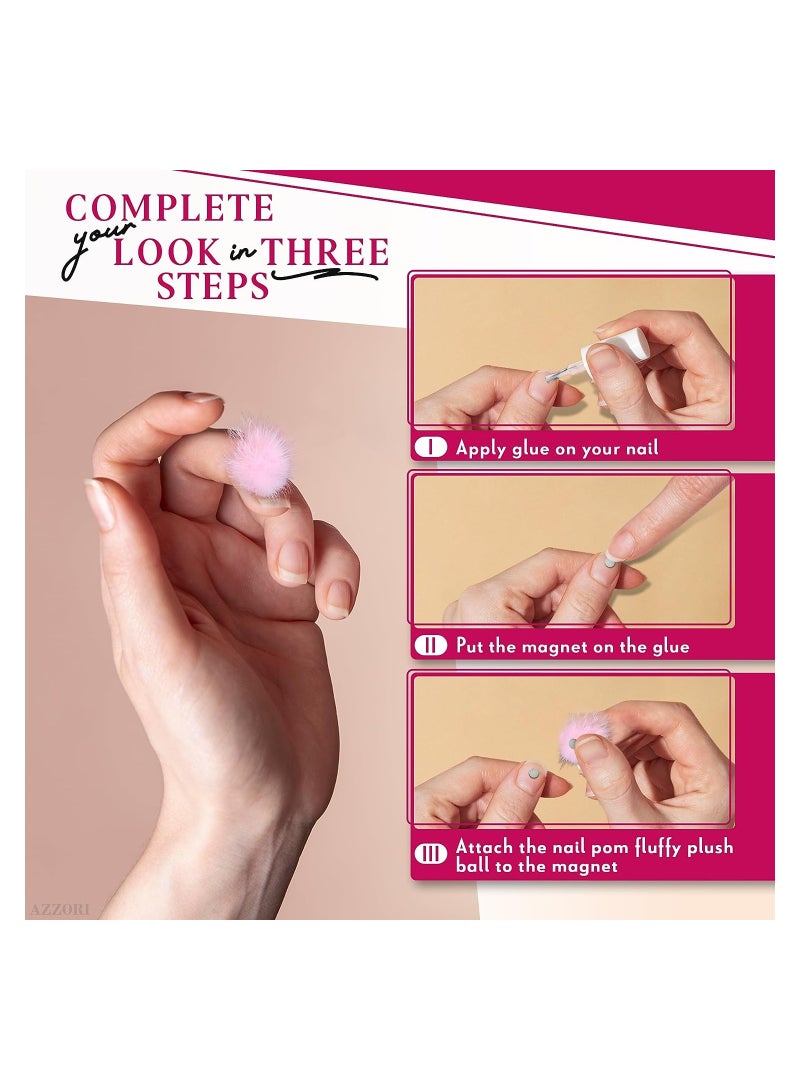 KASTWAVE كرات أظافر مغناطيسية ثلاثية الأبعاد لطيفة، 12 قطعة كرات فنية للأظافر قابلة للفصل، كرات فاخرة ملونة لتزيين الأظافر لفن الأظافر DIY، مجموعة كرات أظافر من الفرو المنك (4 ألوان) - Image 5