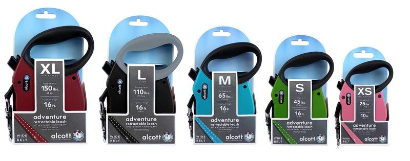 Alcott Adventure Retractable Reflective Belt Leash â€“ 10 Feet â€“ Extra Small for Dogs up to 25 lbs, Black with Grey Soft Grip Handle â€“ Durable & Comfortable Dog Leash - Image 2