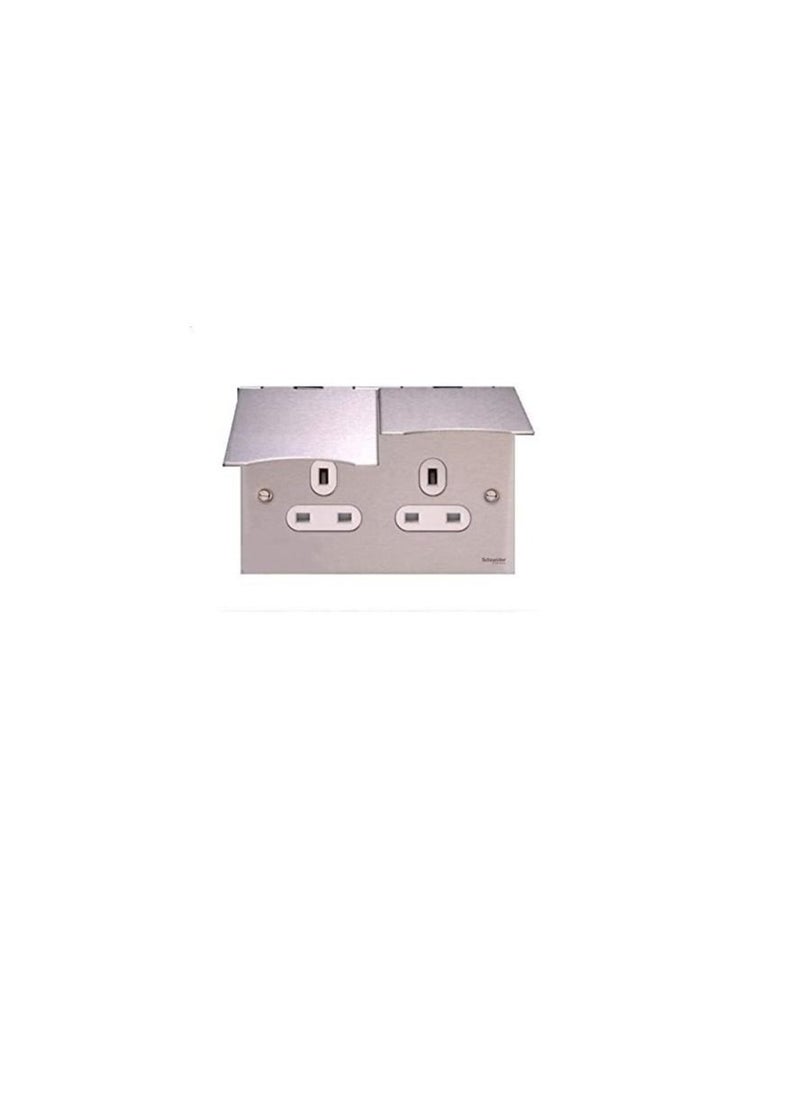 Schneider Electric Schneider Electric GU3252WSS Flat Plate 13A Ultimate Twin Floor Socket (88 x 148mm)  - Image 1