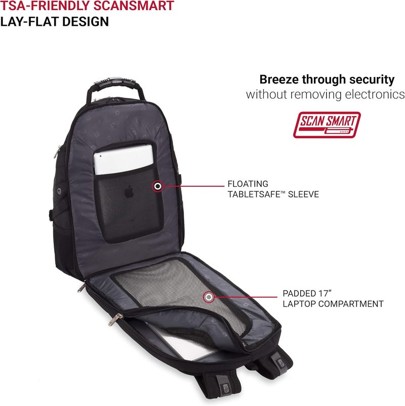 SwissGear 5977 ScanSmart Laptop Backpack Black 17Inch - Image 5