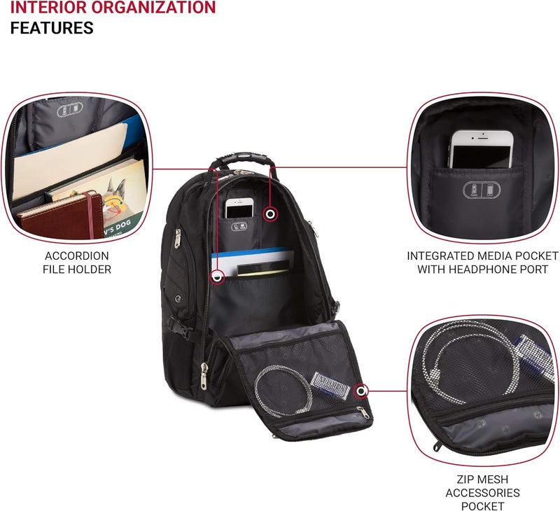 SwissGear 5977 ScanSmart Laptop Backpack Black 17Inch - Image 4