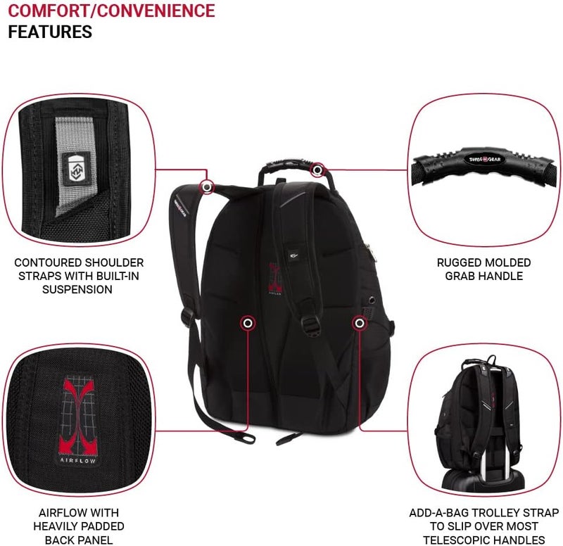 SwissGear 5977 ScanSmart Laptop Backpack Black 17Inch - Image 2